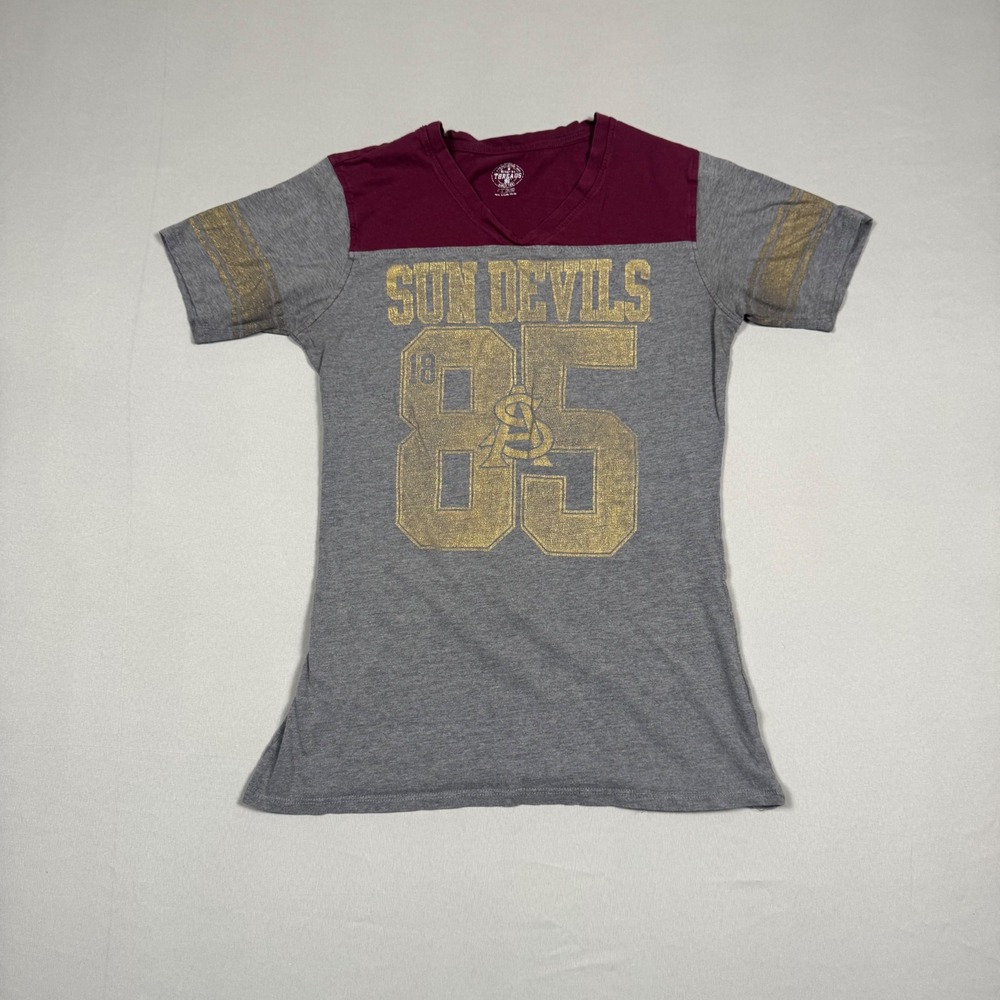 Rivalry Threads Arizona State Sun Devils T-Shirt Women Large Gray V-Neck Graphic
